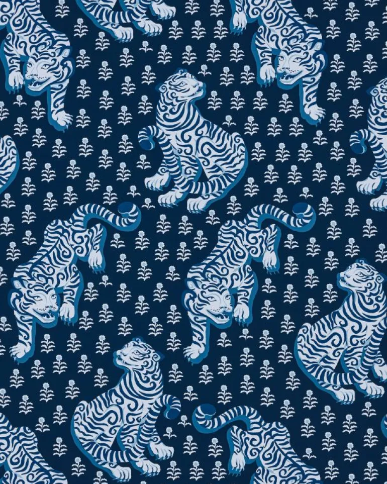 Wallpaper<Printfresh Tiger Queen - Peel u0026 Stick Wallpaper - Navy