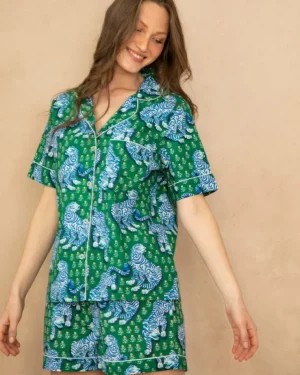 Pajama Sets<Printfresh Tiger Queen - Short PJ Set - Jade