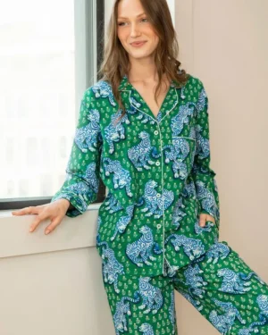 Tall | Pajama Sets<Printfresh Tiger Queen - Tall Long PJ Set - Jade