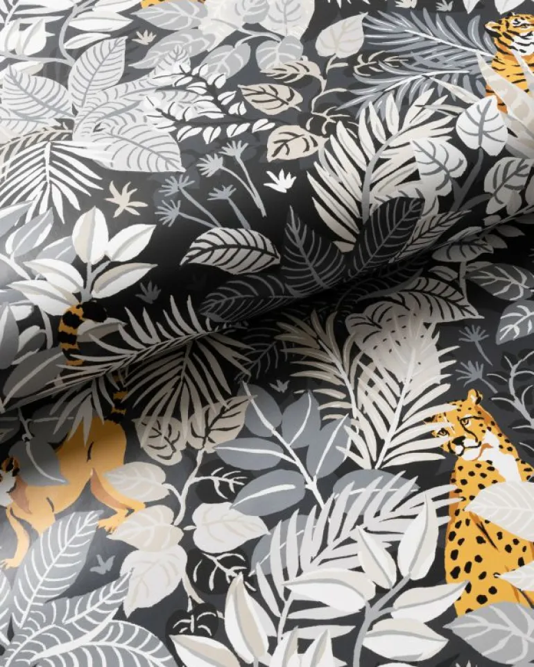 Wallpaper<Printfresh Tropical Oasis - Peel u0026 Stick Wallpaper - Charcoal