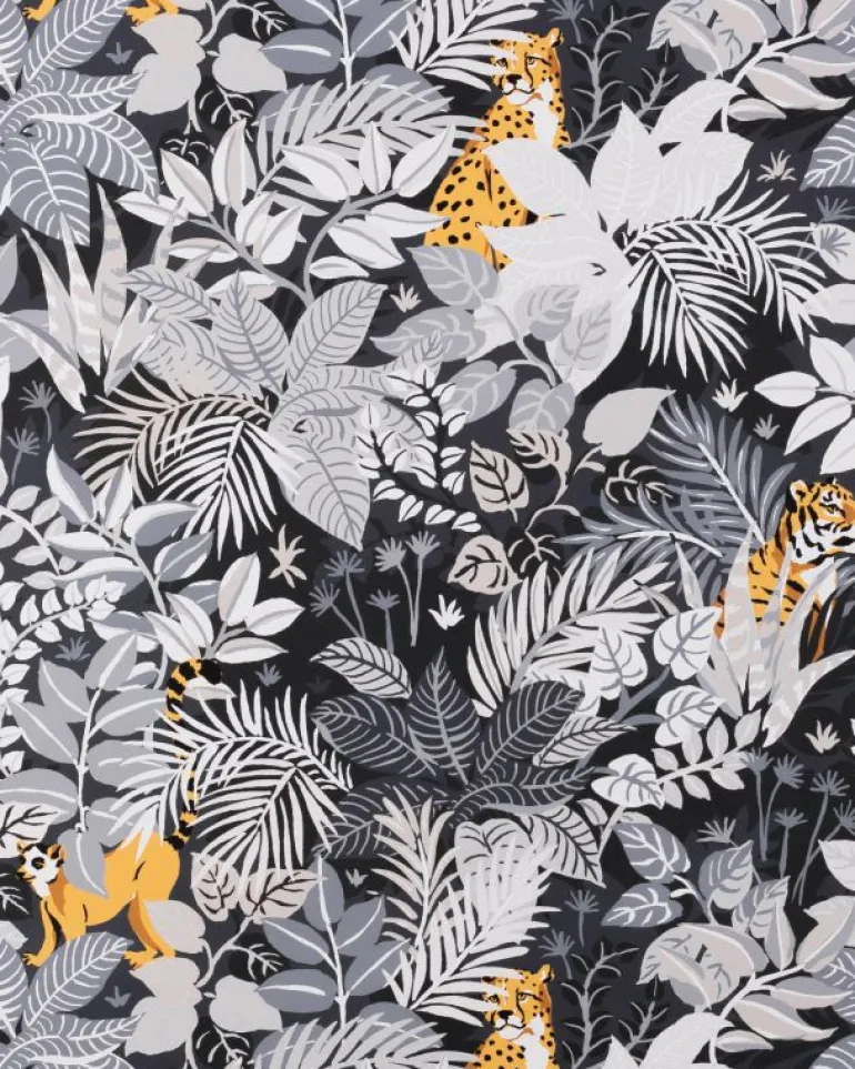 Wallpaper<Printfresh Tropical Oasis - Peel u0026 Stick Wallpaper - Charcoal