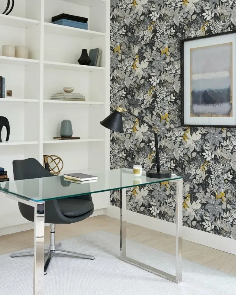 Wallpaper<Printfresh Tropical Oasis - Peel u0026 Stick Wallpaper - Charcoal
