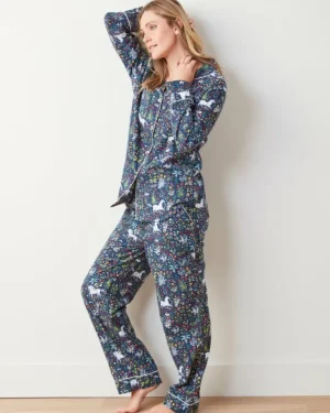 Tall | Pajama Sets<Printfresh Unicorn's Garden - Tall Lightweight Flannel Long PJ Set - Indigo