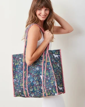 Bags & Totes<Printfresh Unicorns Garden - The Traveler Tote - Indigo