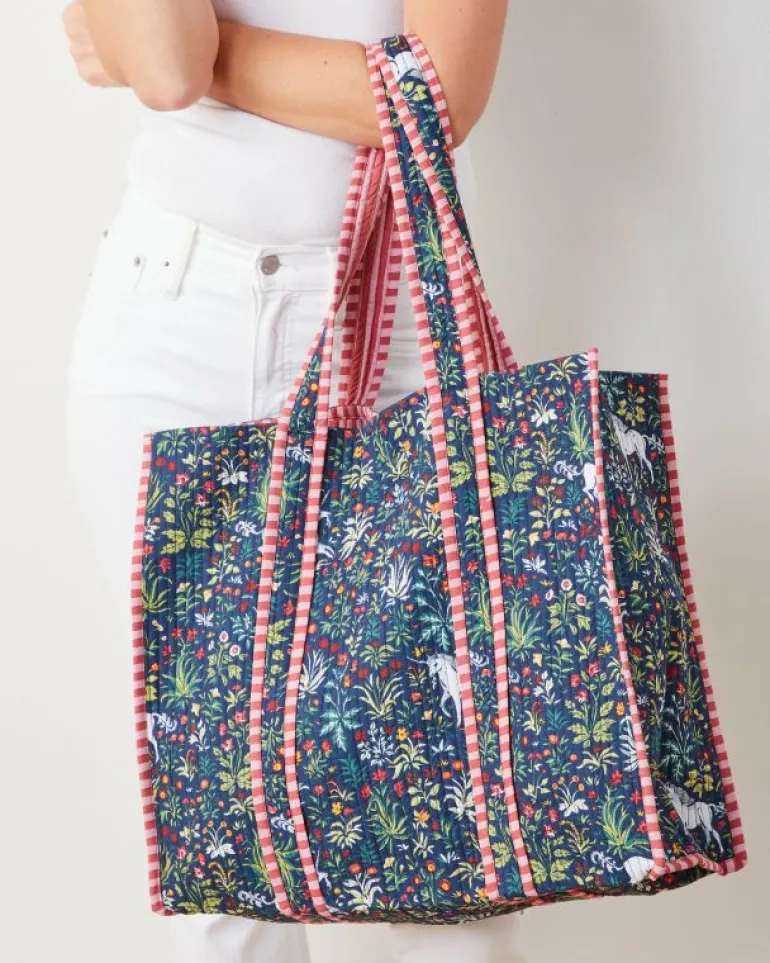 Bags & Totes<Printfresh Unicorns Garden - The Traveler Tote - Indigo
