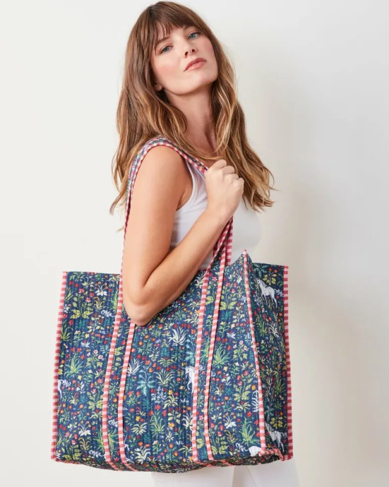 Bags & Totes<Printfresh Unicorns Garden - The Traveler Tote - Indigo