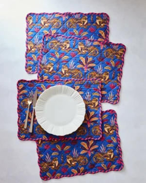 Tabletop<Printfresh Untamed Tiger - Quilted Scalloped Placemat Set - Grape Soda GrapeSoda