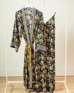 Bundles | Luxe Satin<Printfresh Untamed Tiger - Satin Chic to Sleep Nightie u0026 Robe Set - Gold Ink