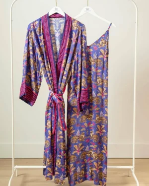 Bundles | Luxe Satin<Printfresh Untamed Tiger - Satin Chic to Sleep Nightie u0026 Robe Set - Grape Soda