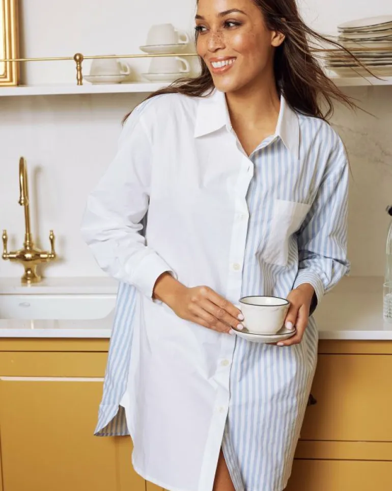 Blouses & Tops<Printfresh Weekend Stripes - Everyday Button Down - Blue Skies BlueSkies