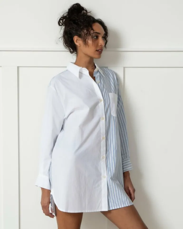 Blouses & Tops<Printfresh Weekend Stripes - Everyday Button Down - Blue Skies BlueSkies