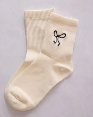 Friends Of Pf<Printfresh White - Womens Embroidered Crew Socks - Accity